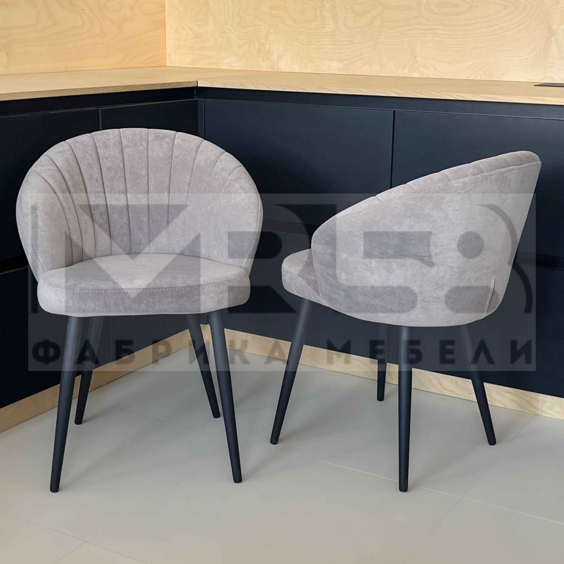 Стулья для кухни Зефир мягкие велюр Мокко/Чёрный