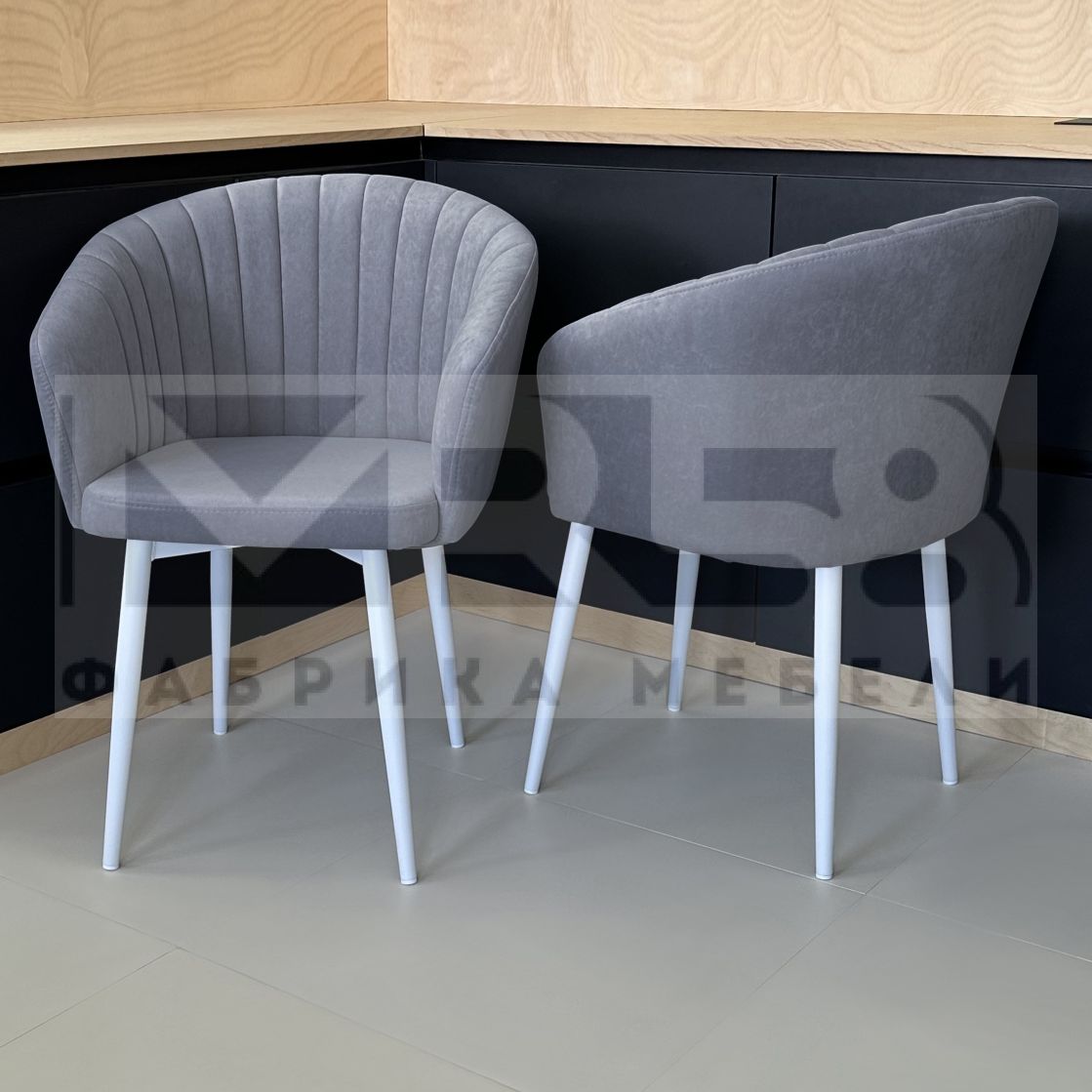 Стулья Версаль мягкие велюр со спинкой Серый/Белый