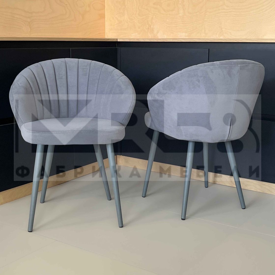 Стулья для кухни Зефир мягкие велюр Серый/Графит
